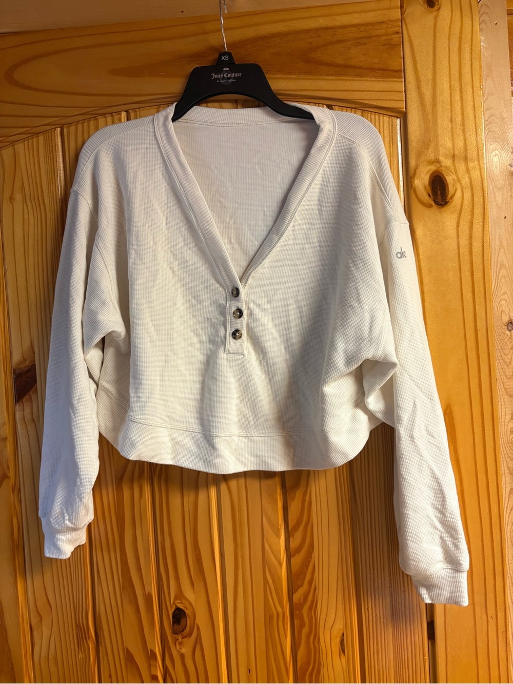 ALO Yoga Women's Long Sleeve Henley Pullover in Off-White